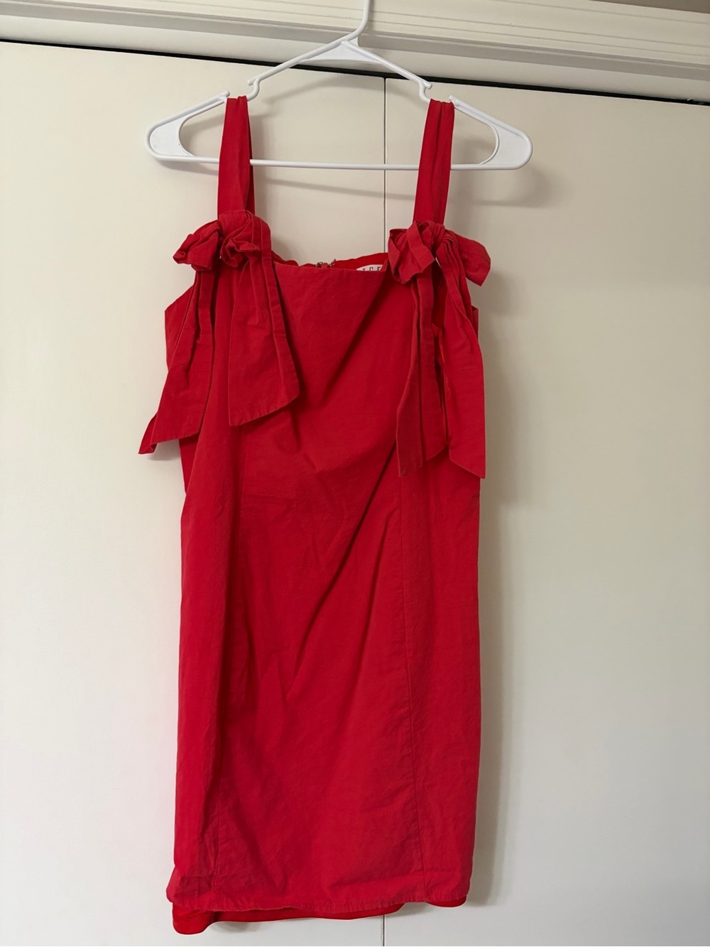 TCEC Red Tie-Strap Tank Dress with Bow Details